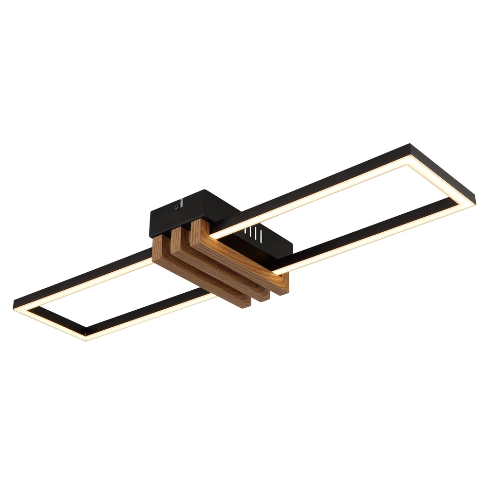 Moderne Deckenlampe Dakari I Schwarz mit Holz 60 cm