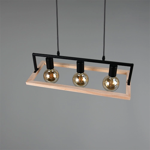 Design-Pendellampe Bano Schwarz mit Holz Trio 4017807673364