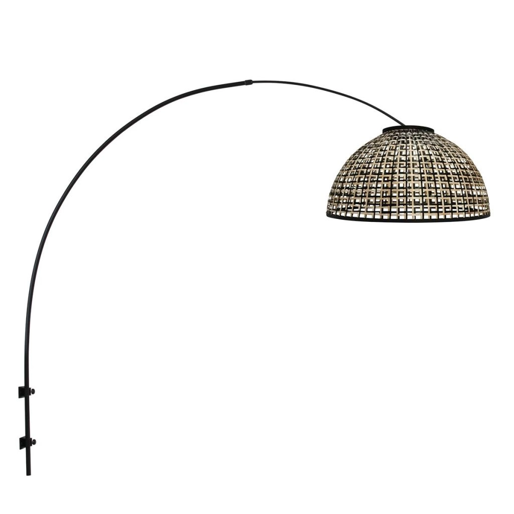 Schwarze Wandlampe Nox Light mit Bambusschatten Ø60 cm