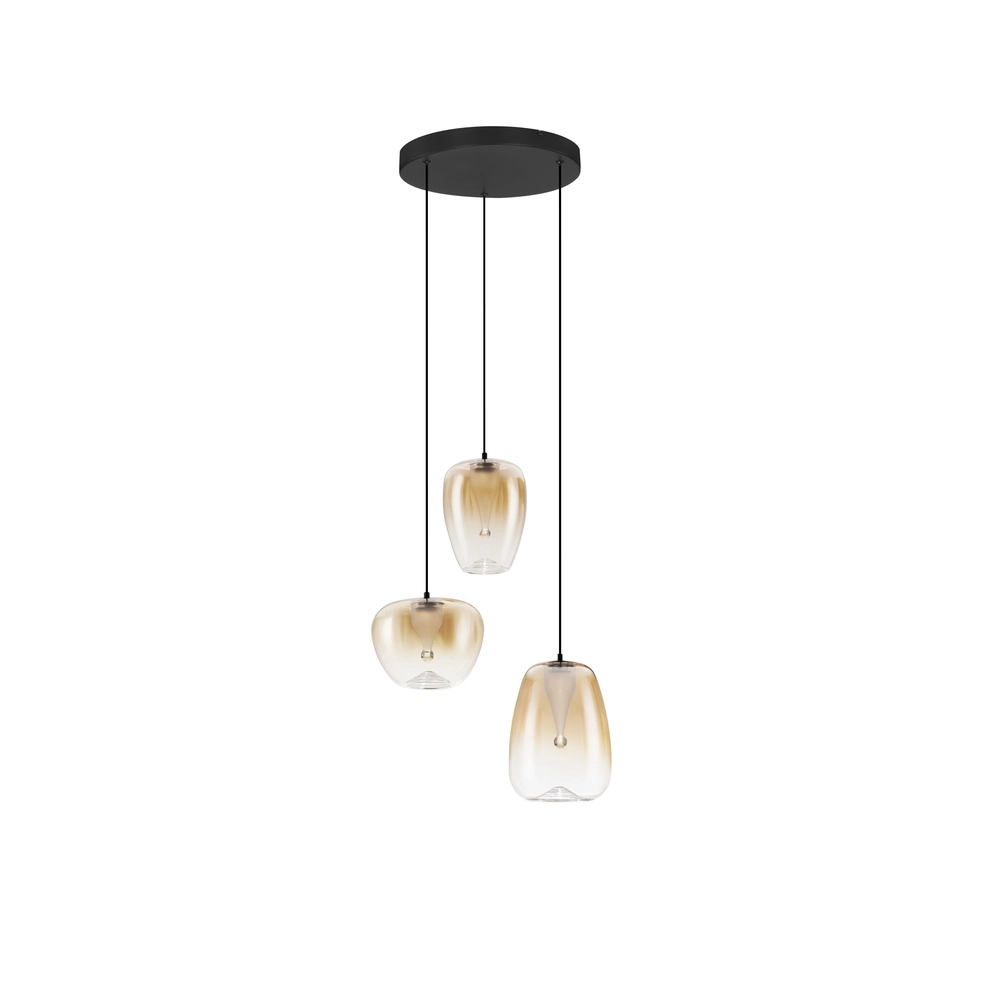 Design-Pendelleuchte Oblo 3-flammiges Braunglas Lyora 5212017474131