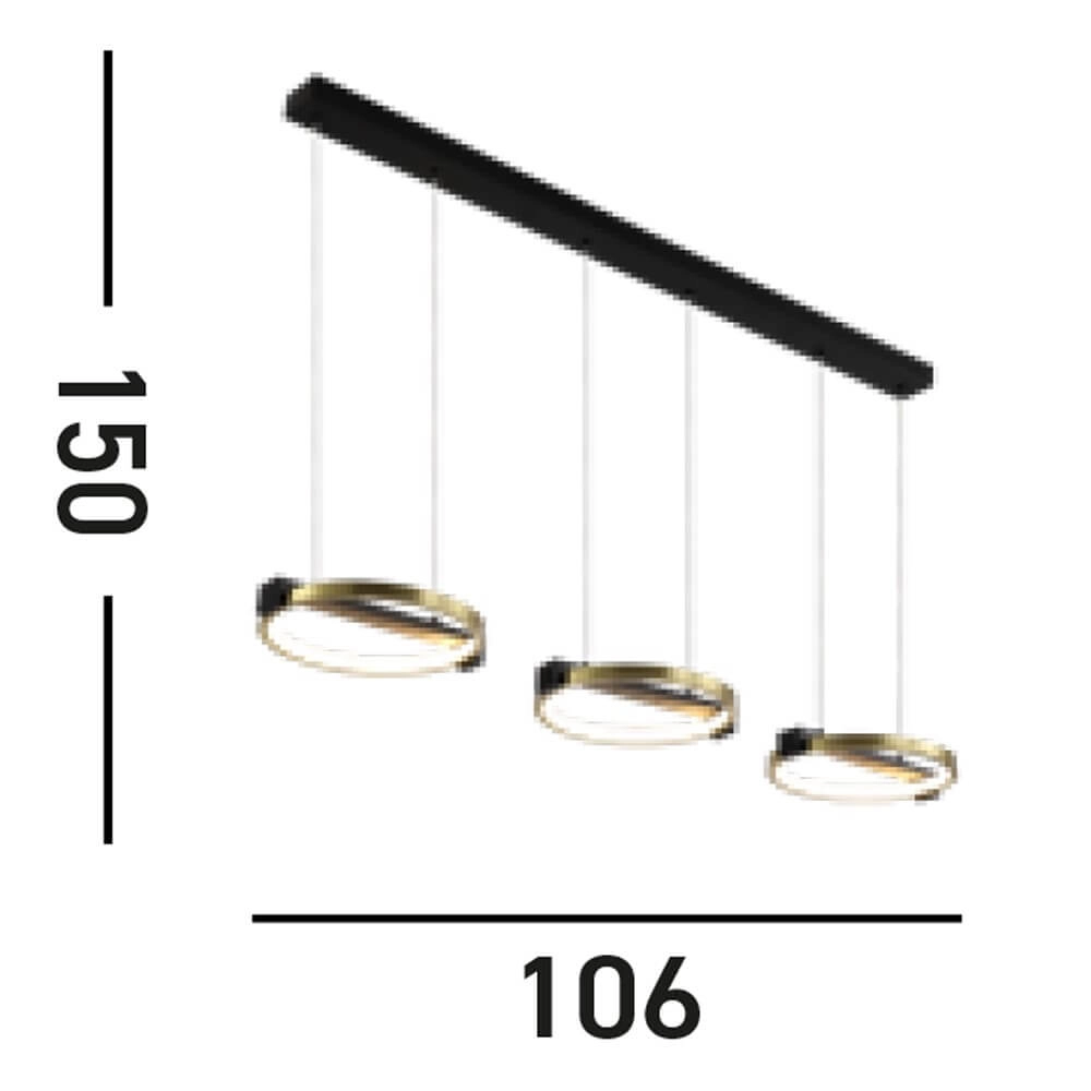 3-flammige Pendelleuchte Aerial Schwarz und Gold Searchlight 5053423274379