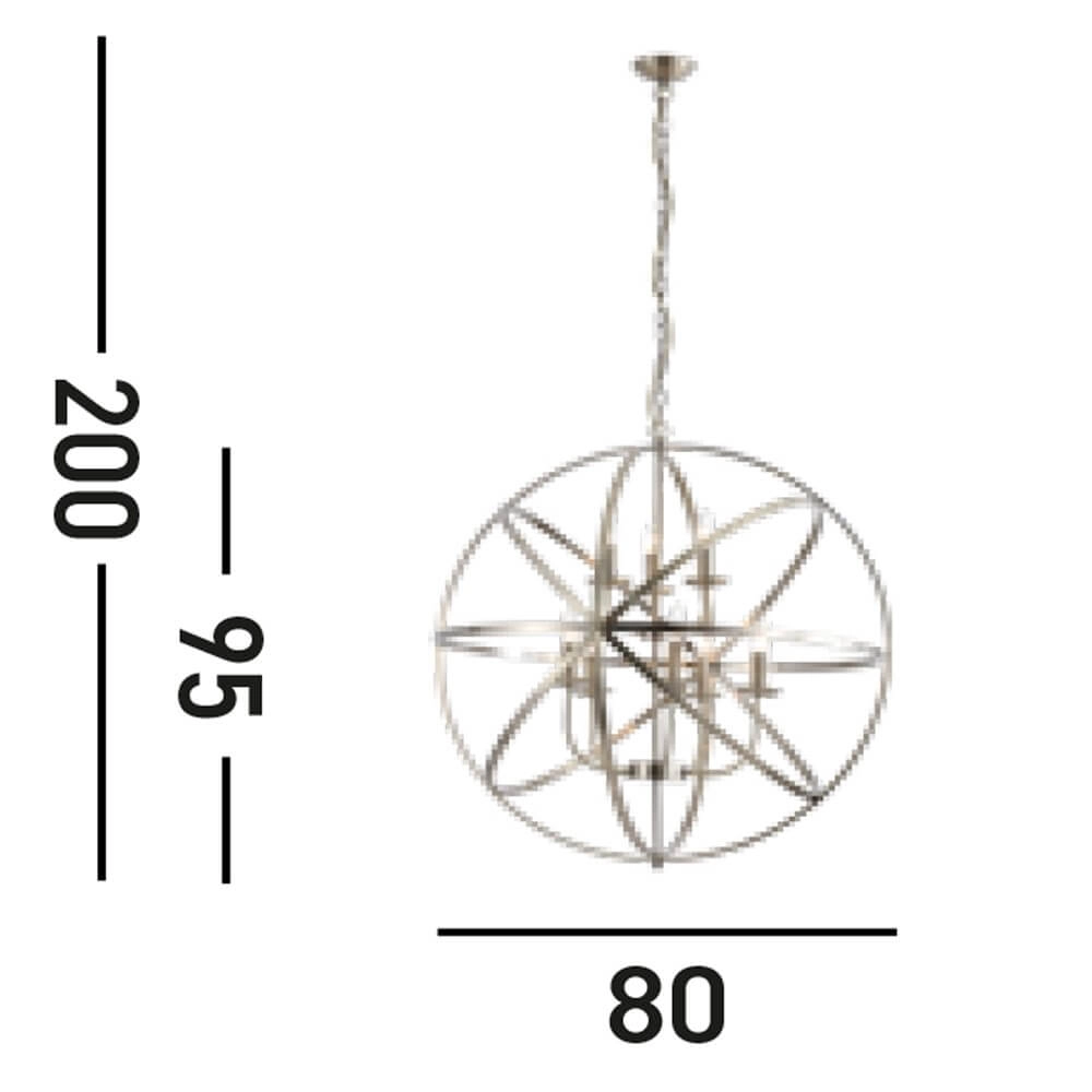 Antike Pendelleuchte Orbit 8-helles Gold Searchlight 5053423271910