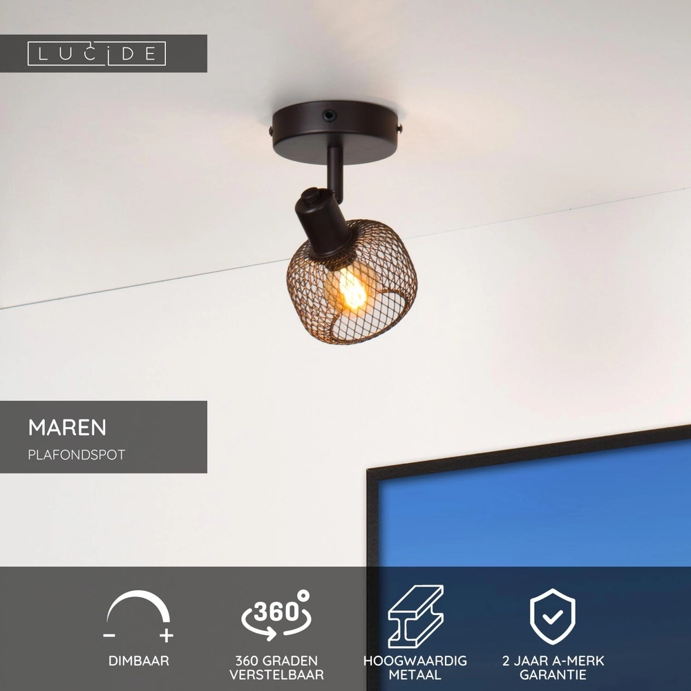 Deckenlicht Maren Single Black Lucide 5411212771070