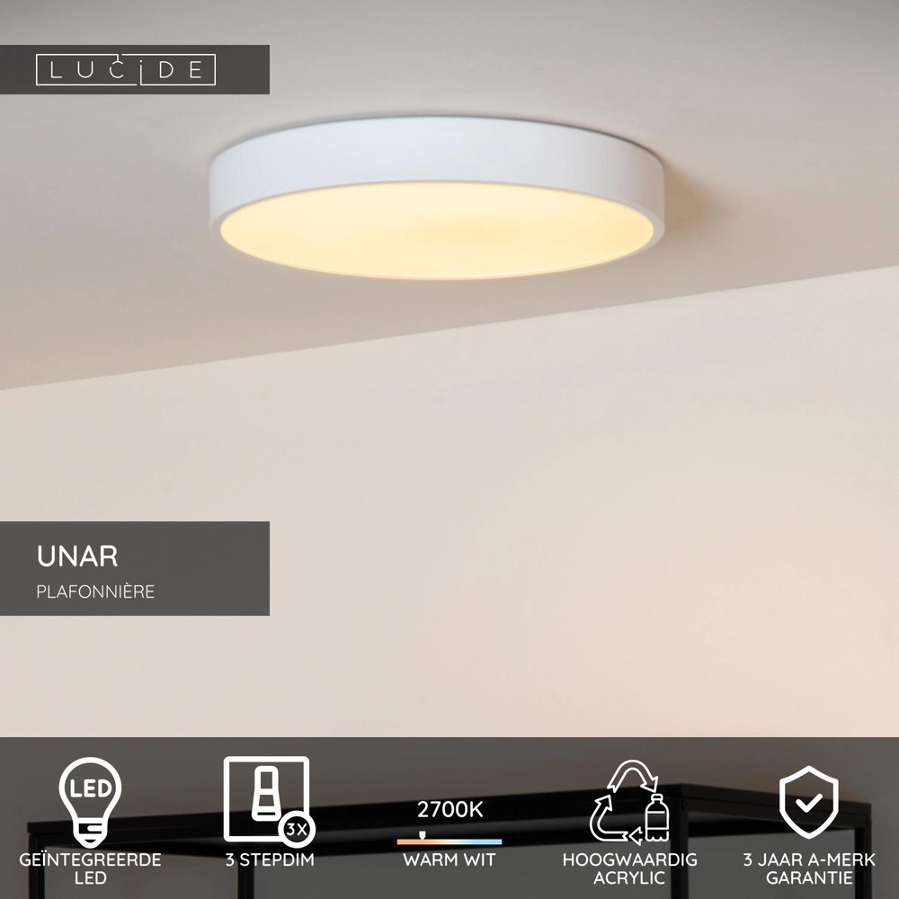 Deckenlicht Unar Ø 30cm - 2700K - weiß Lucide 5411212792020