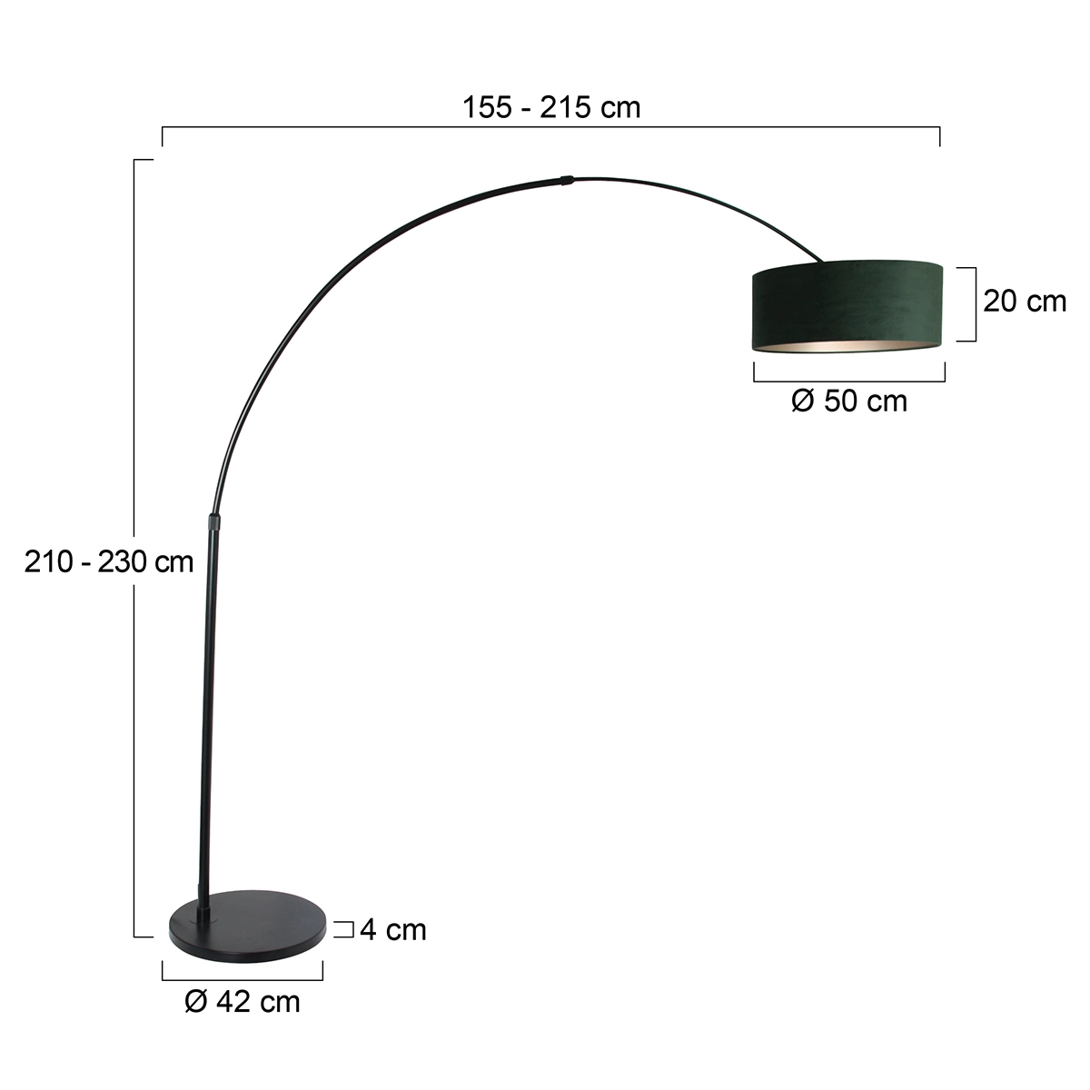 Bogenlampe Sparkled schwarz mit velourgrüner Kapuze Steinhauer 8712746145977