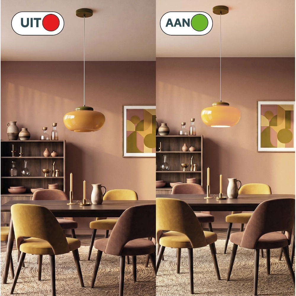 Design-Pendellampe Berardelli Orange mit grünem Ø 30 cm