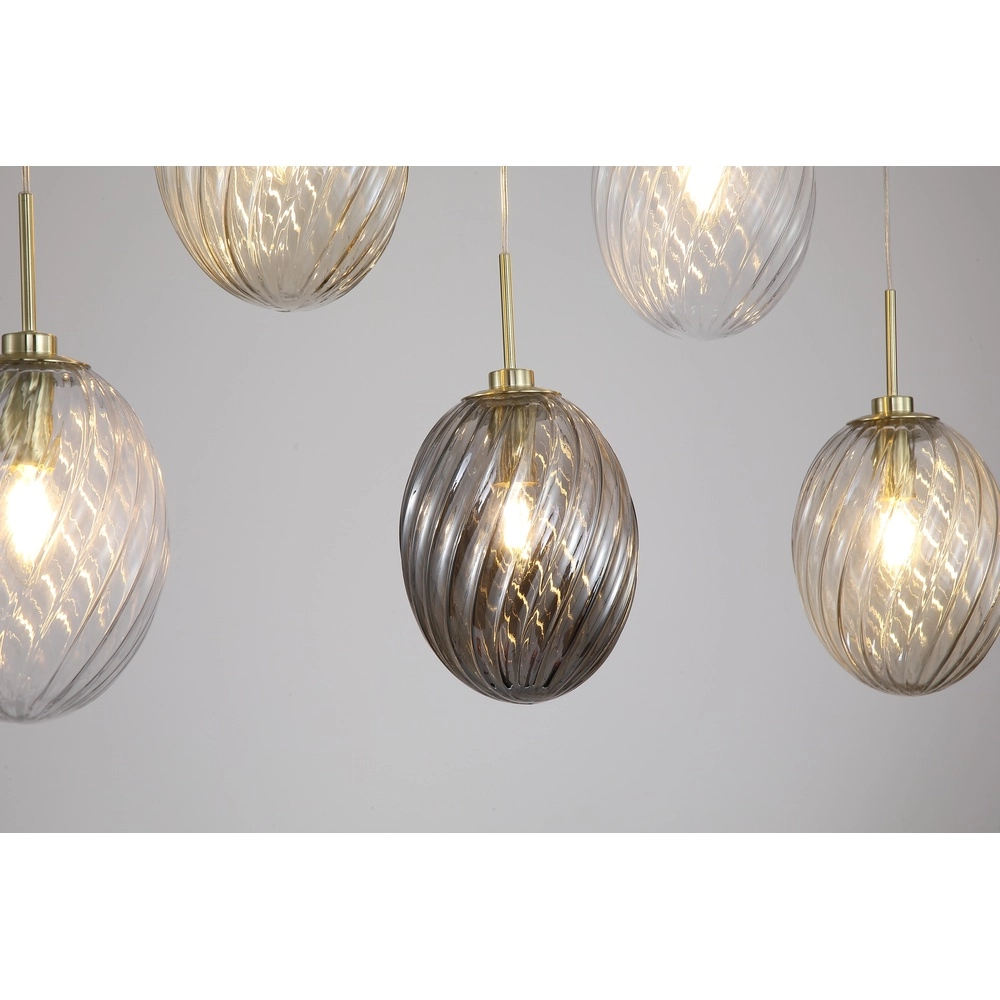 5-flammige Pendelleuchte Whirl Farbiges Glas Searchlight 5053423299389