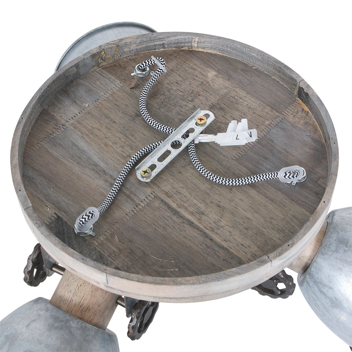 Industrielle Deckenleuchte Gearwood 3-helles Vintage-Grau mit Holz Steinhauer 8712746135404