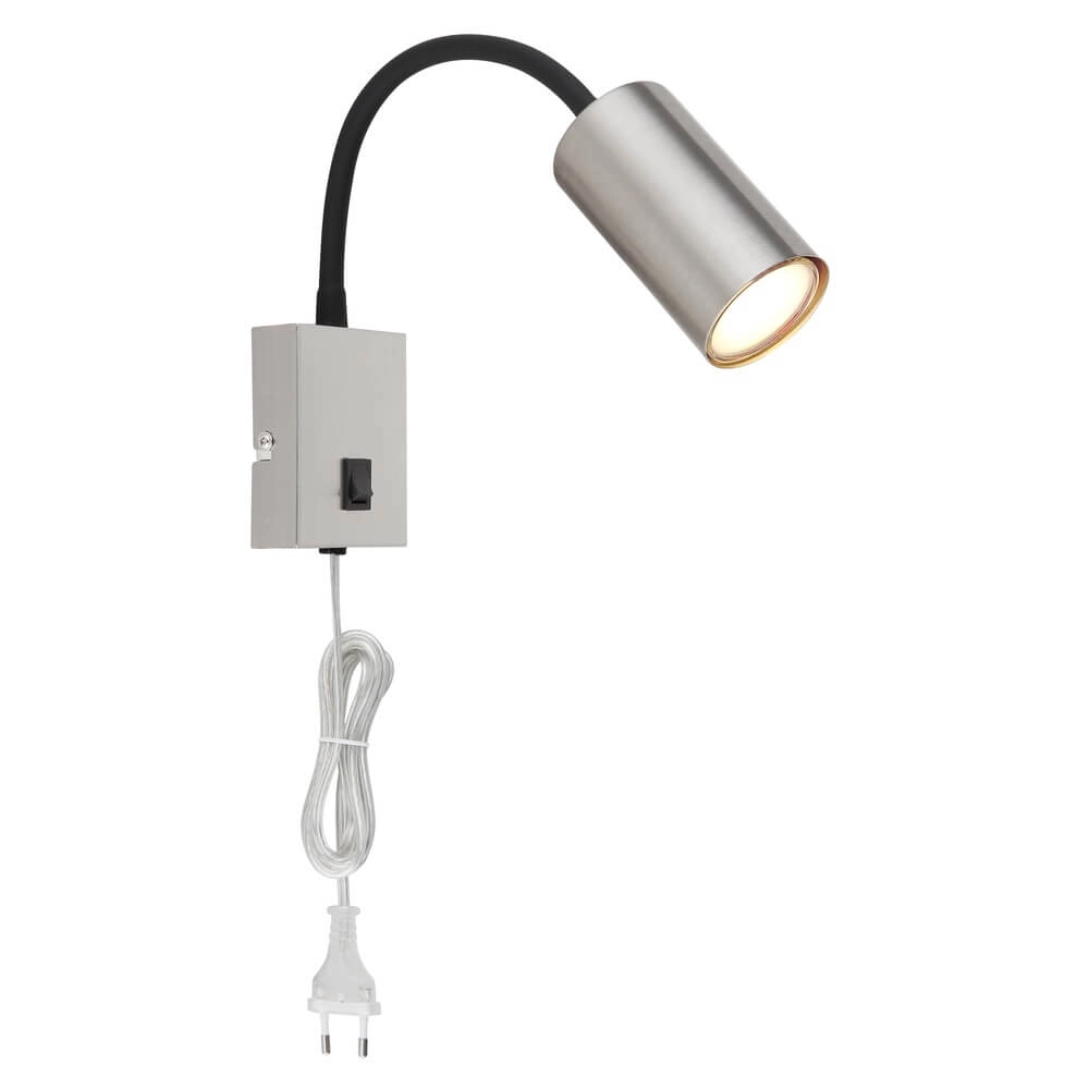 Schwarze Wandleuchte Robby mit Nickel