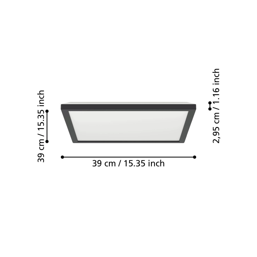 Intelligente Badezimmerlampe Rovito-Z Quadrat – Schwarz – 39x39 cm Eglo 9008606329748