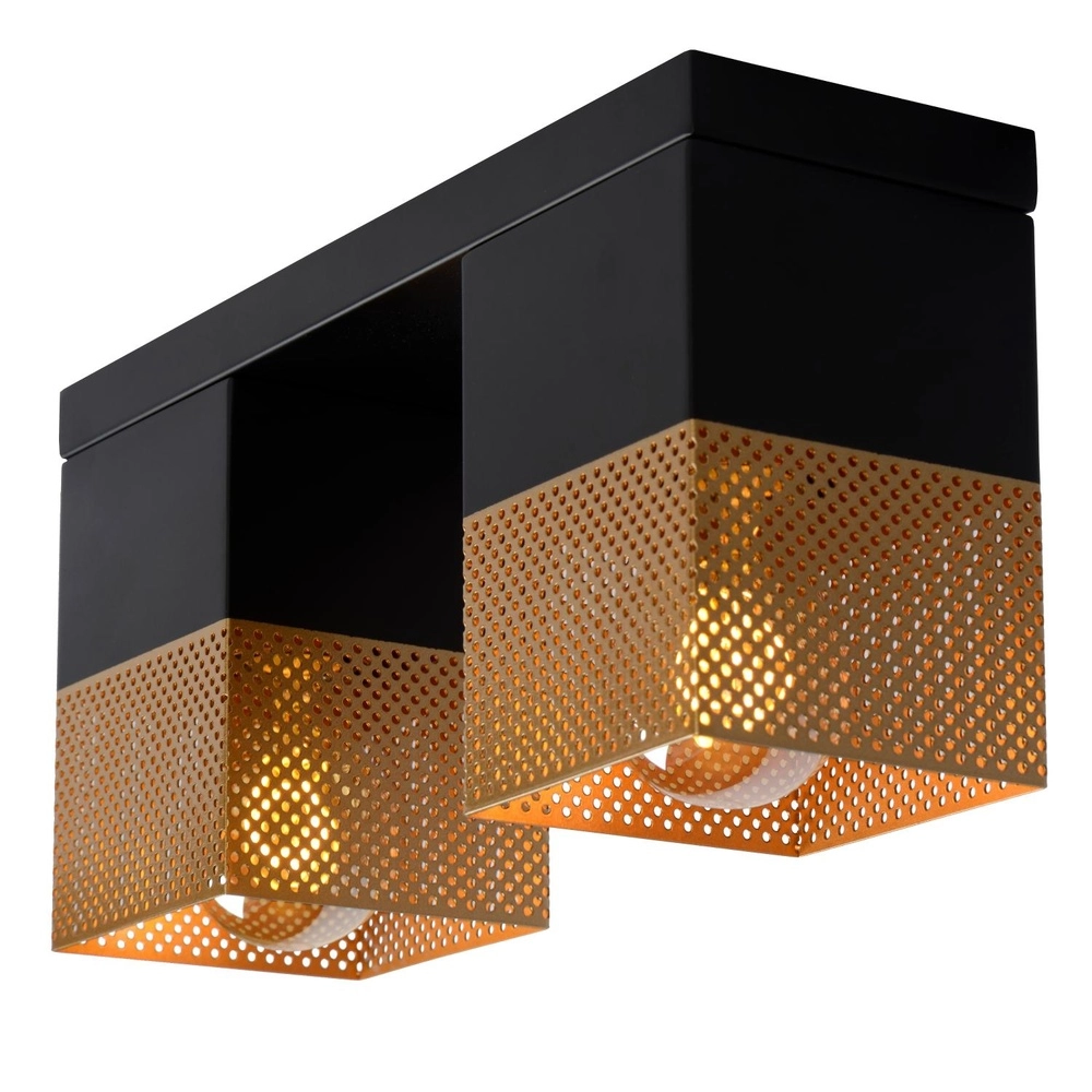Design-Deckenlampe Renate Schwarz mit Gold Lucide 5411212211255