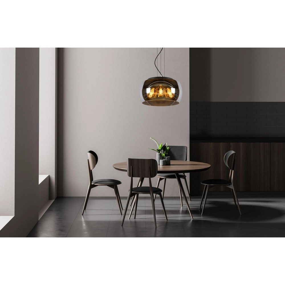 Design-Pendellampe Olivia Ø 40 cm schwarz mit Rauchglas Lucide 5411212452092