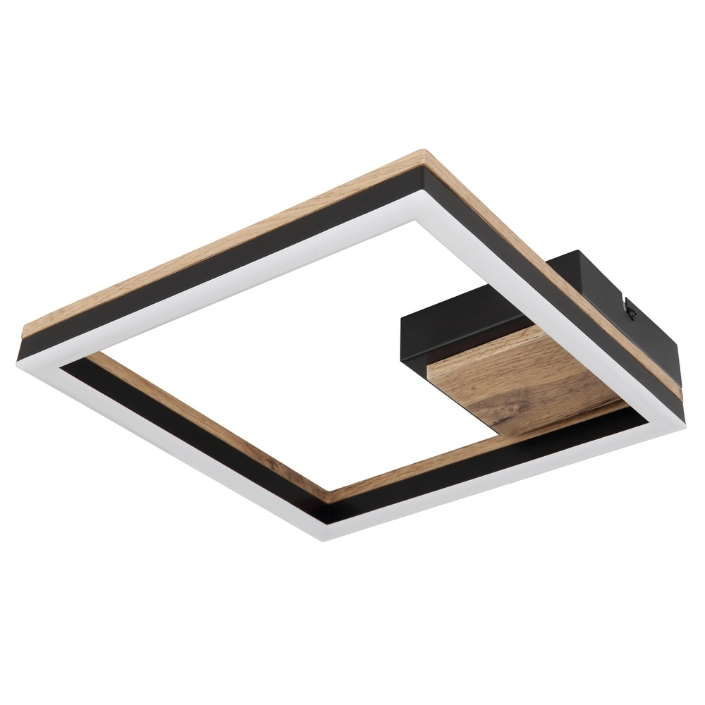 Deckenlampe Beatrix Schwarz quadratisch mit Holz Globo 9007371451401