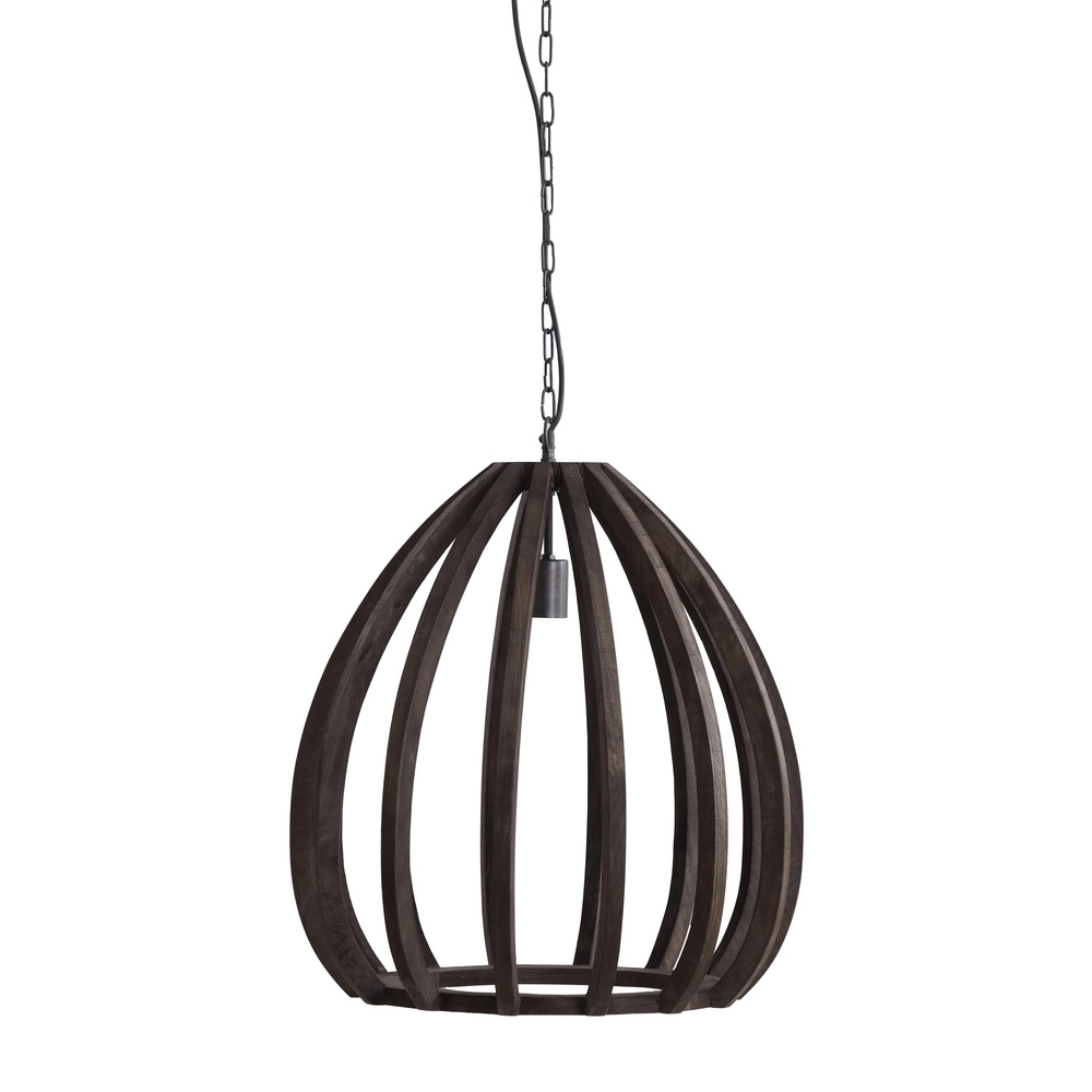 Holz-Pendellampe Barsia Ø 50cm – Walnussfarbe