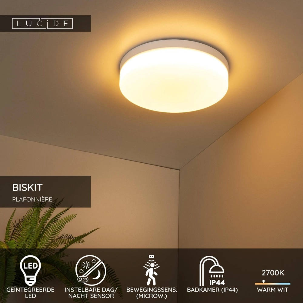 Deckenlicht Biskit Ø 34,5 cm - IP44 weiß Lucide 5411212792181
