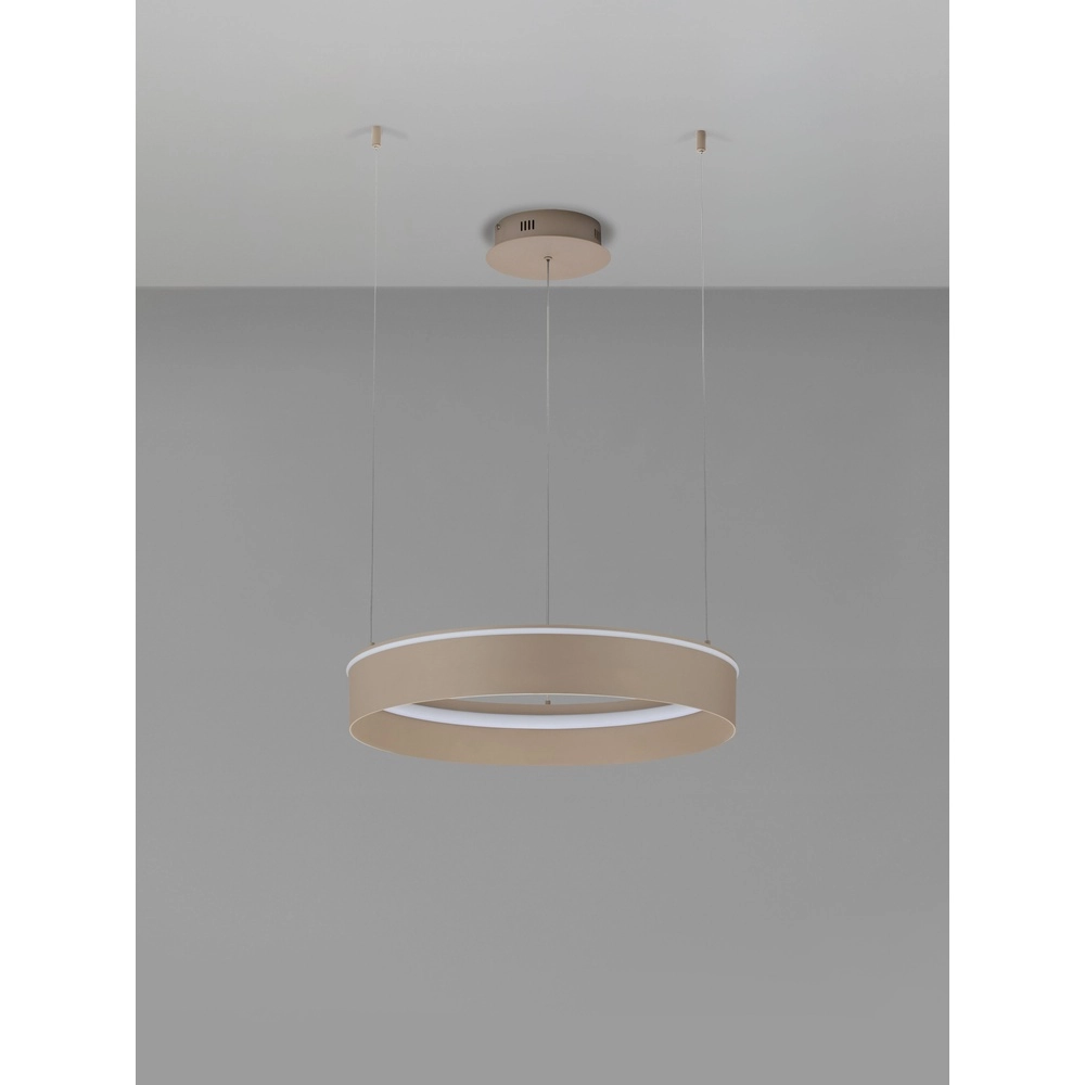Moderne Pendellampe Olivia sandbraun Ø 60 cm Lyora 5212017494184