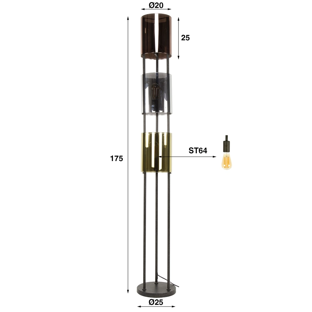 Glas-Stehlampe Lucente Farbglas – 3x E27 Lyora 8716803511491