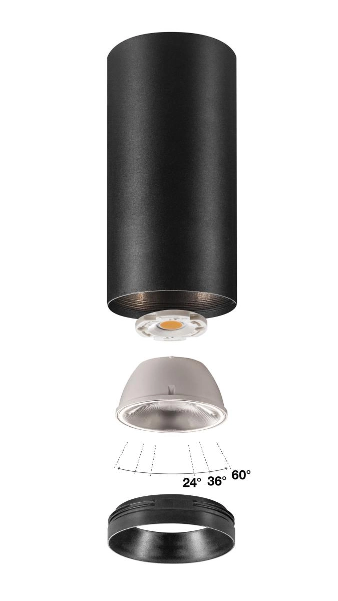 Aufbauspot Numinos L Zylinder schwarz 3000K - 36gr SLV 4024163244732