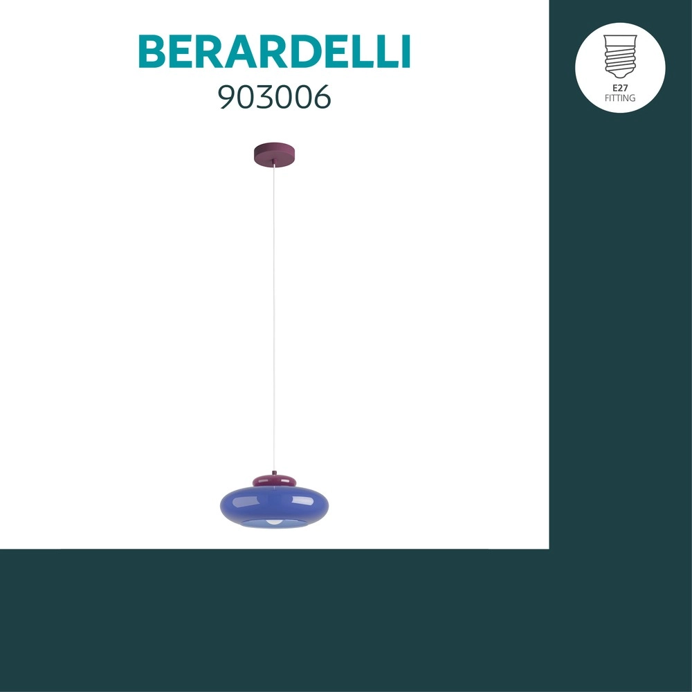 Design-Pendellampe Berardelli blau mit lila Ø 32 cm