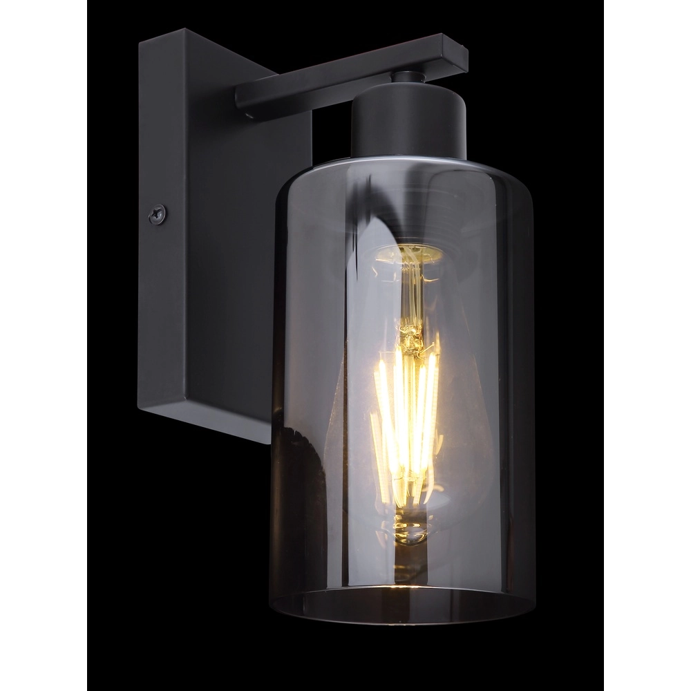 Schwarze Wandlampe Hadera mit Rauchglas Globo 9007371402847