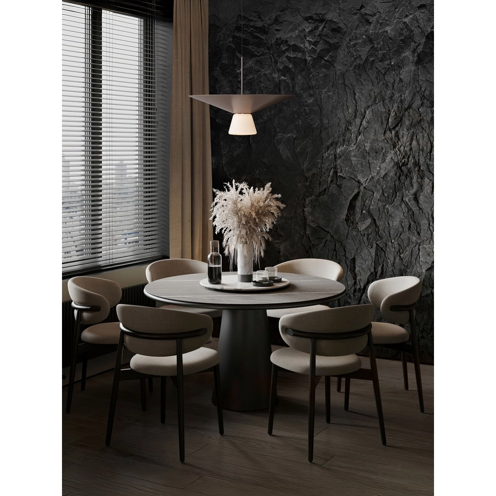 Design-Pendellampe Baris weiß mit grauem und braunem Ø 38 cm