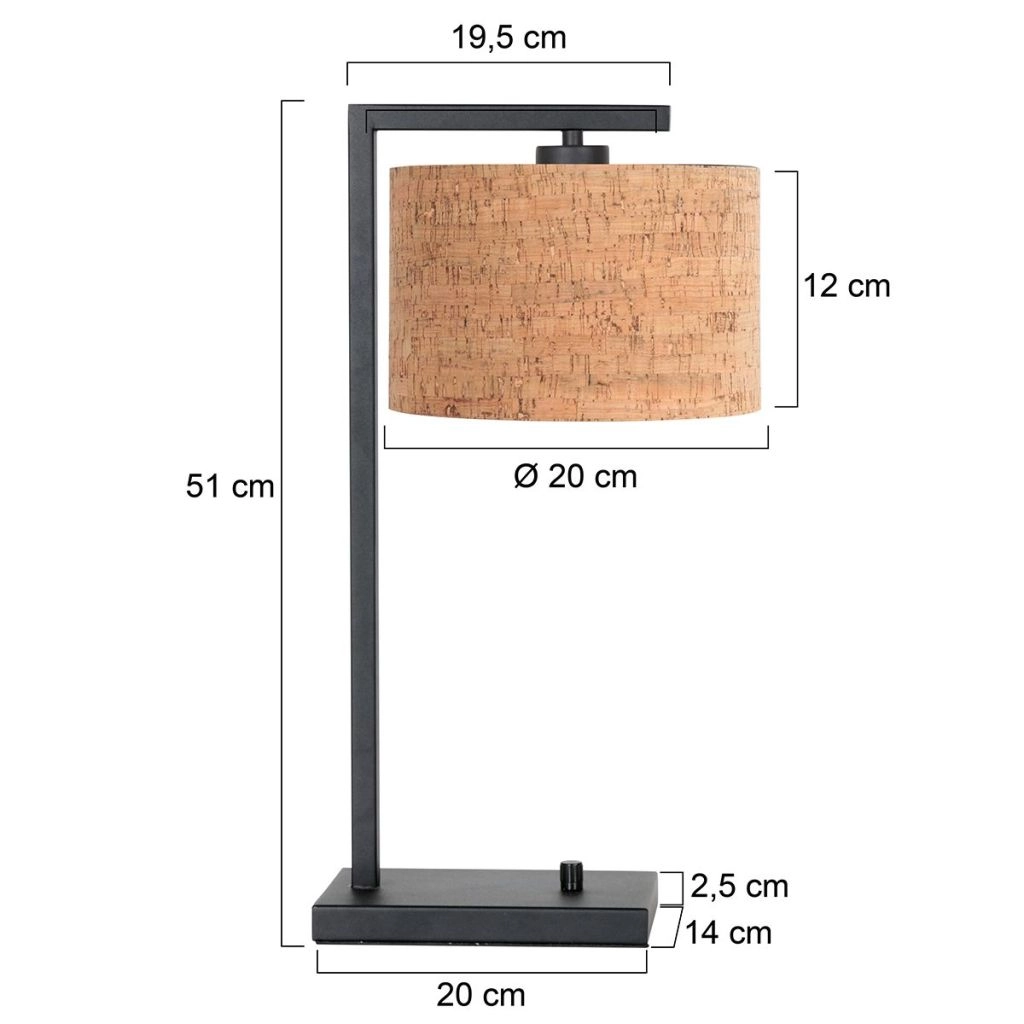 Tischlampe Stang mit Korkkappe Ø20 cm Steinhauer 8712746180589