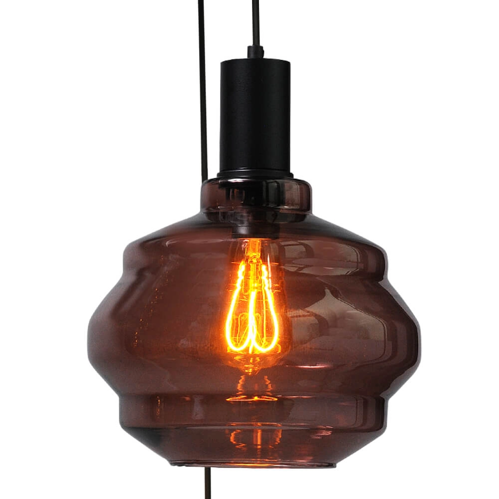 5-flammige Loft-Hängelampe - Schwarz - Porto mit kugelroten Gläsern - Ø 24cm Masterlight 8718121270999