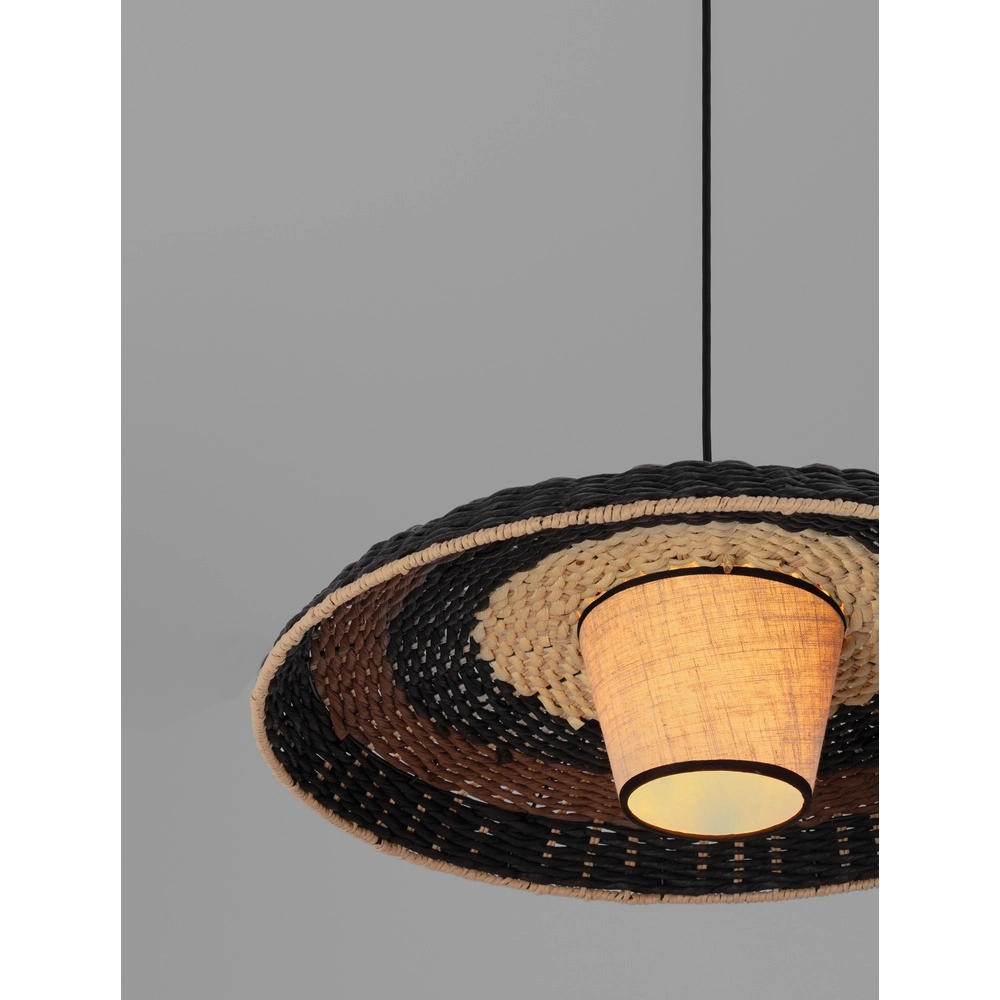 Pendelleuchte Capa schwarz mit Rattan Lyora 5212017452917