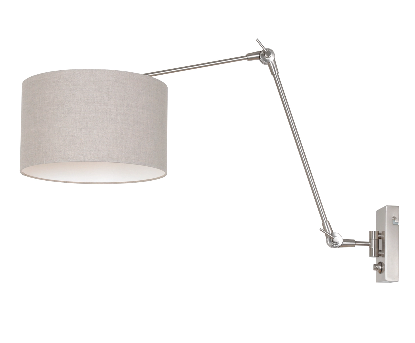 Wandleselampe Prestige Chic Edelstahl mit 30 cm taupefarbenem Lampenschirm Steinhauer 8712746145779