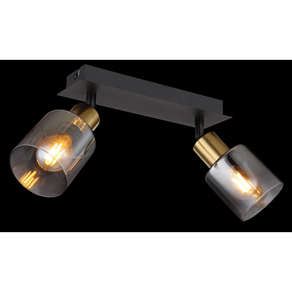 2-Licht Deckenlampe Hollsy Schwarz mit Rauchglas Globo 9007371445851