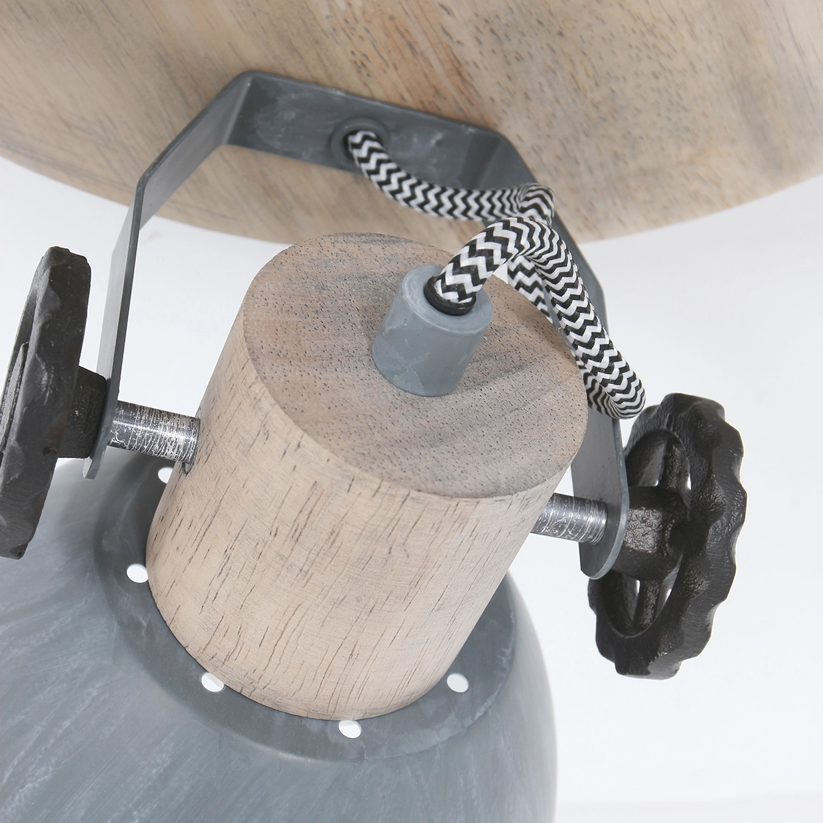 Industrielle Deckenleuchte Gearwood 3-helles Vintage-Grau mit Holz Steinhauer 8712746135404