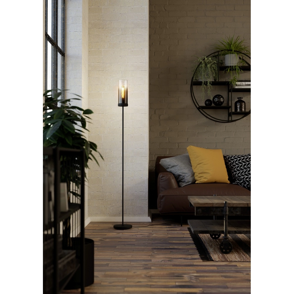 Schwarze Stehlampe Toothill mit Rauchglas Eglo 9002759440046