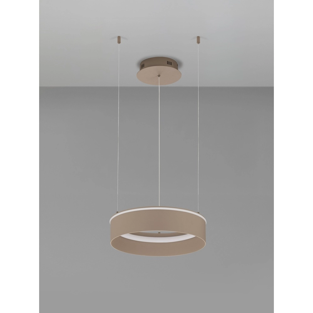 Moderne Pendellampe Olivia sandbraun Ø 40 cm Lyora 5212017494177