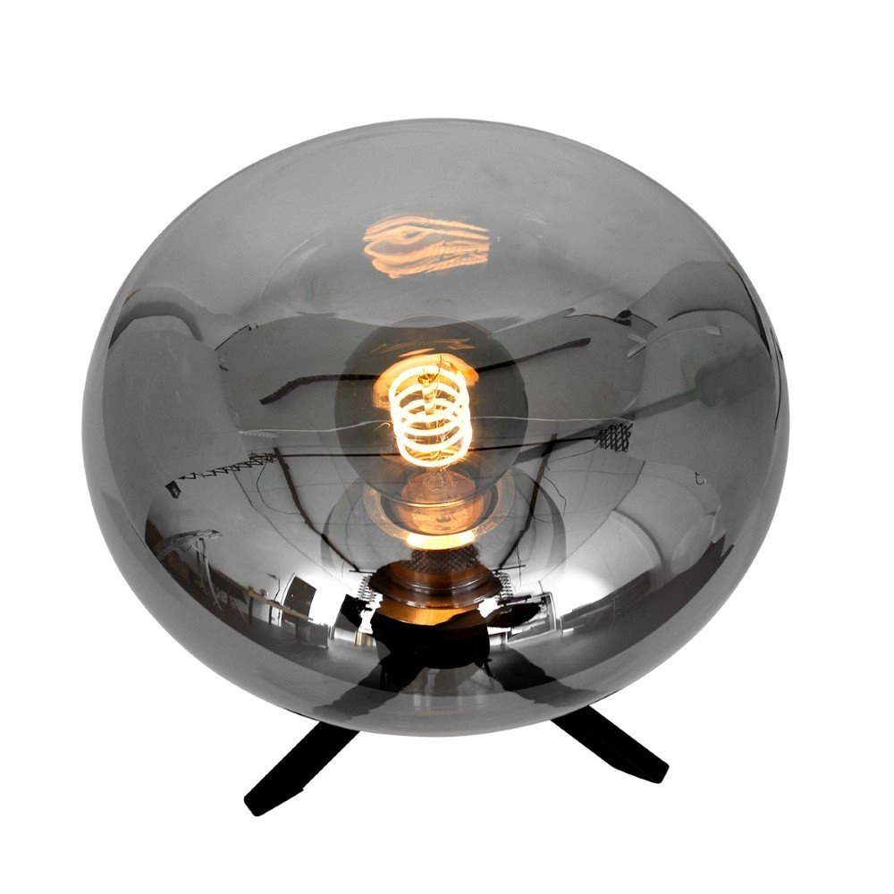 Glastischlampe Reflexion 22cm schwarz mit Rauchglas Steinhauer 8712746132601
