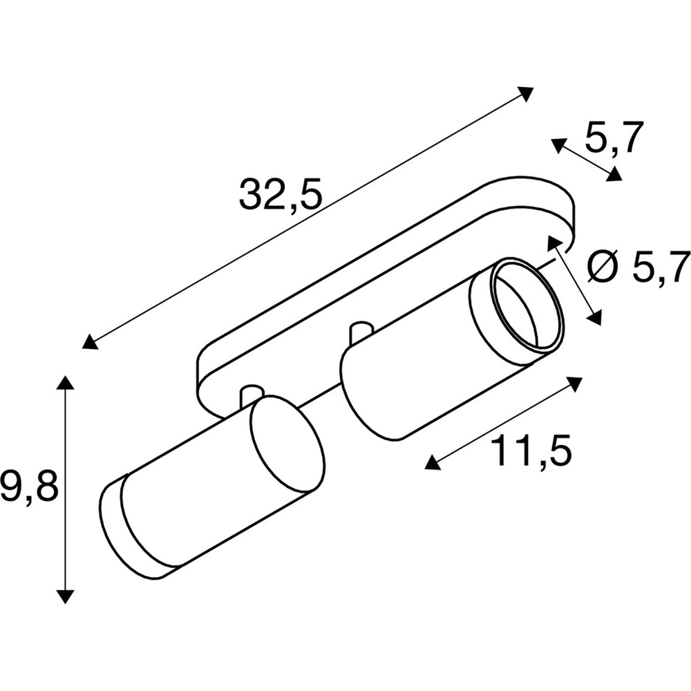 Aufputz-Spot Grip! L 2-flammig weiß mit schwarzem Ring SLV 4024163304405