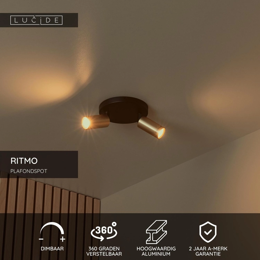 Deckenscheinwerfer Ritmo mini GU10 2-hell gold Lucide 5411212093981