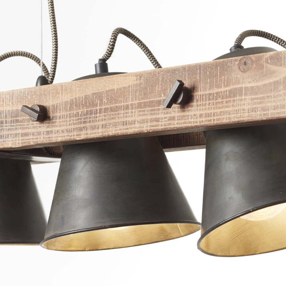 Hängelampe mit 5 Leuchten Decca schwarz mit braun Brilliant 4004353361494