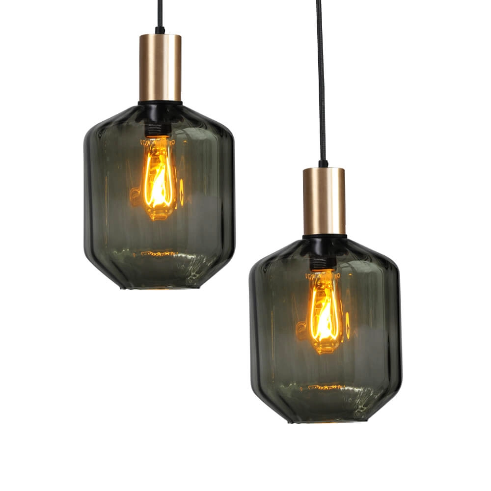 6-flammige Hängelampe - Gold - Porto mit grünen Jagger-Gläsern Masterlight 8718121270562
