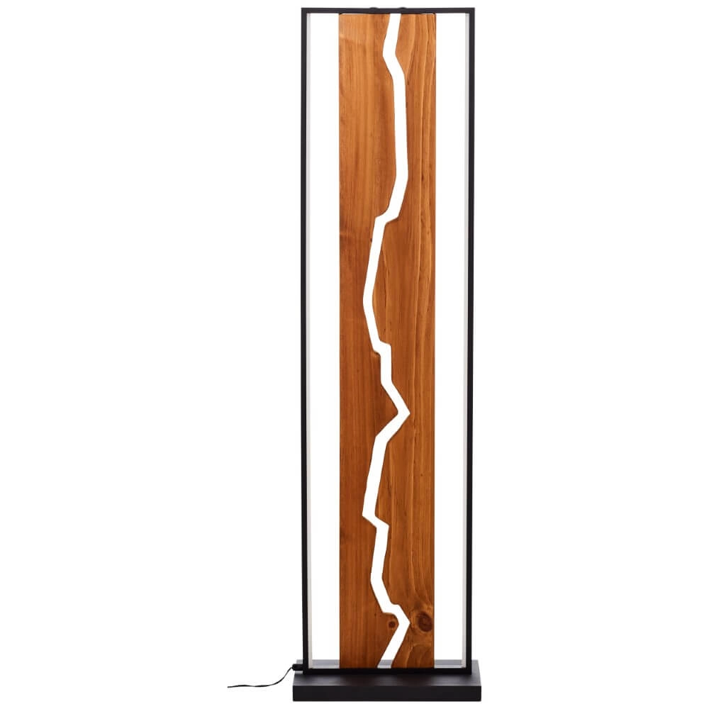 Designer-Stehleuchte Thunder schwarz mit Holz Brilliant 4004353435249