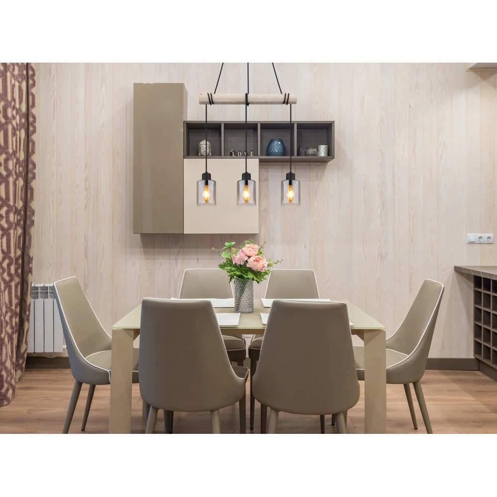 3-Licht Pendellampe Hadera Schwarz mit Rauchglas Globo 9007371438419