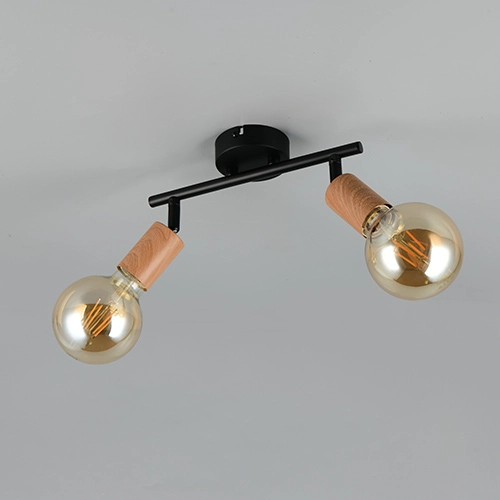 Deckenlampe Lamego Doppelschwarz mit Holz Trio 4017807670875