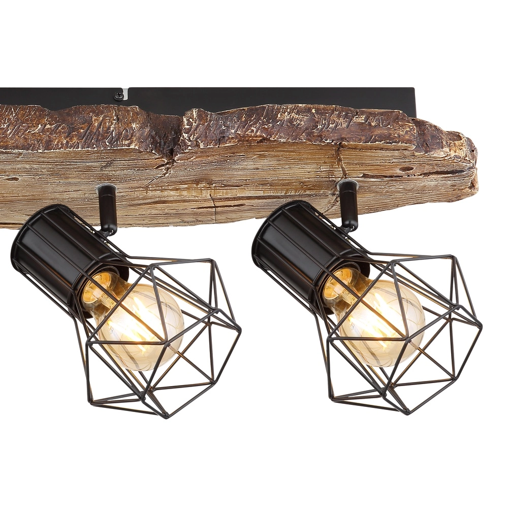 Deckenlampe Priska 4-hell schwarz mit Holz Globo 9007371430376