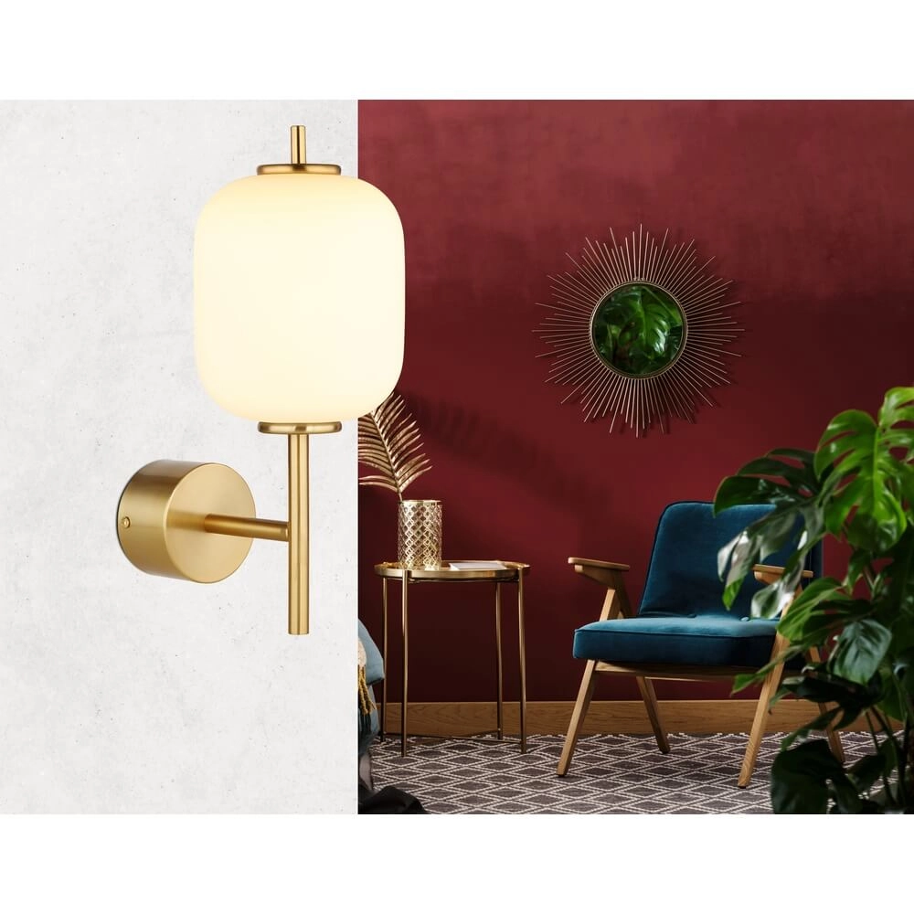 Goldene Wandleuchte Ewald Weißes Glas Globo 9007371455584