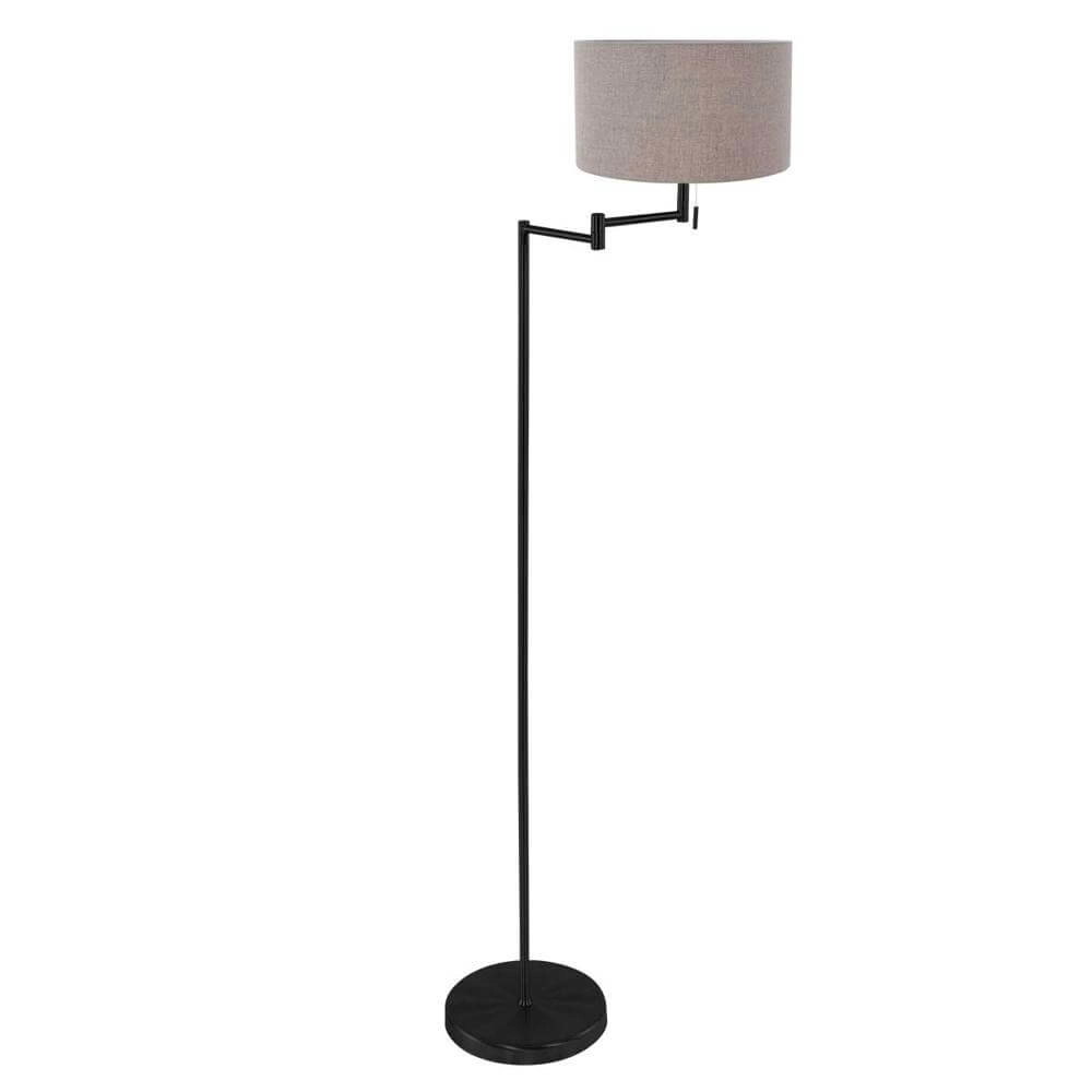 Stehlampe Bella schwarz mit grauer Kapuze