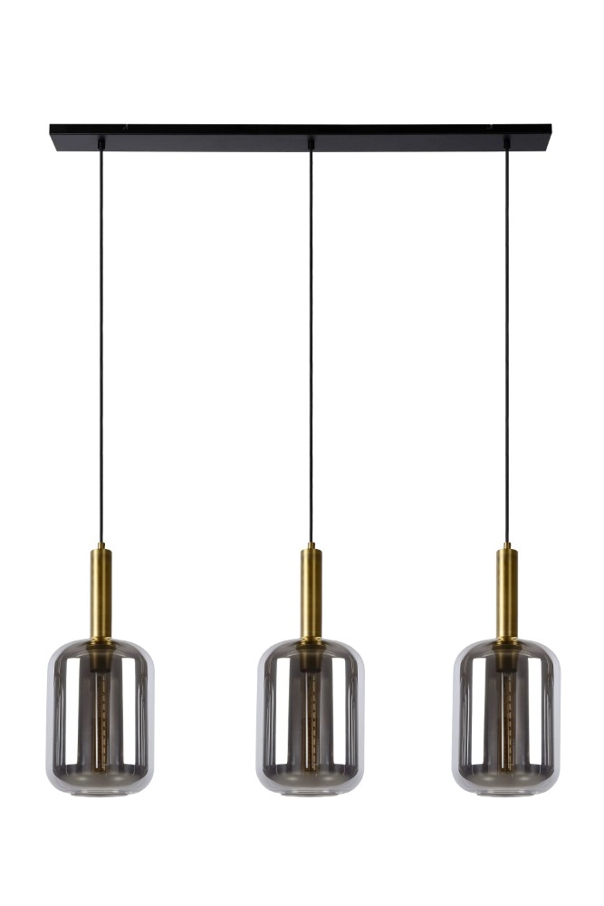 3-Lichs Pendellampe Joanet Glattes Gold mit Rauchglas Lucide 5411212451989