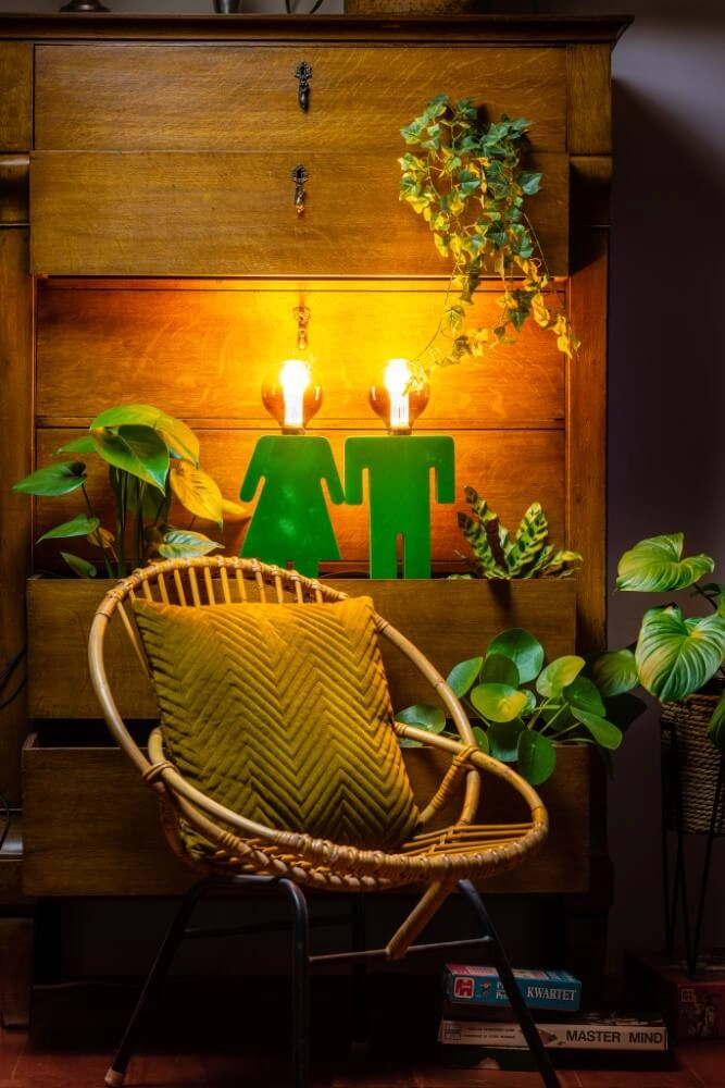 Tischlampe aus Holz Eve Velvet Grün ETH 8720195301530