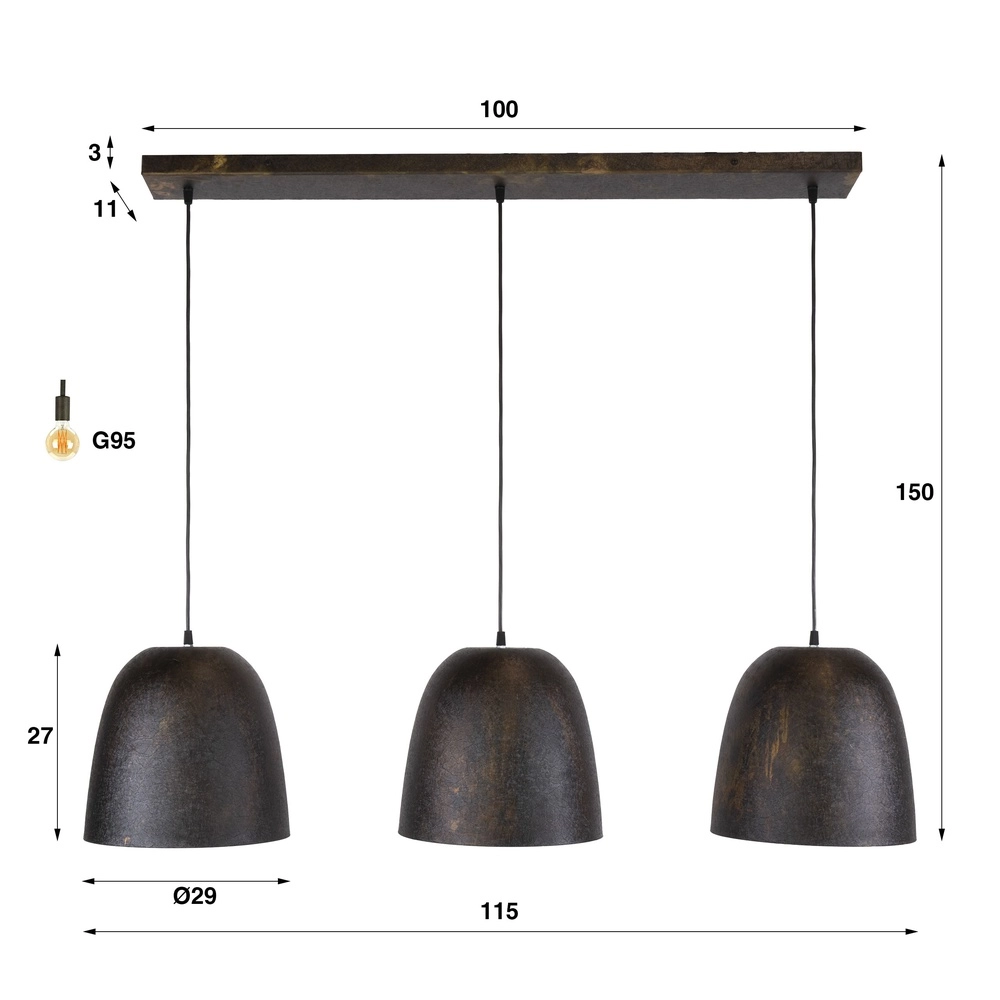 Industrie-Bürolampe Nova 3-Licht Lyora 8716803511507