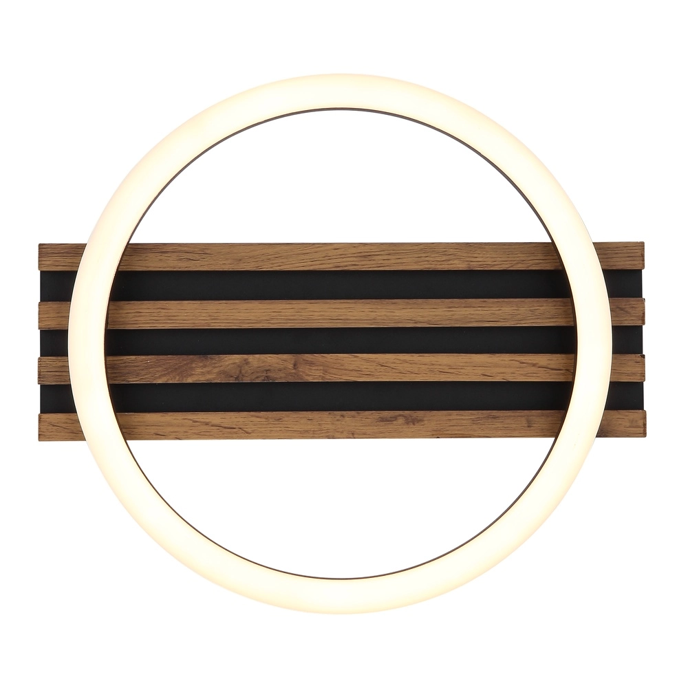 Deckenlampe Tisha Einzelne schwarz mit Holz Globo 9007371522576