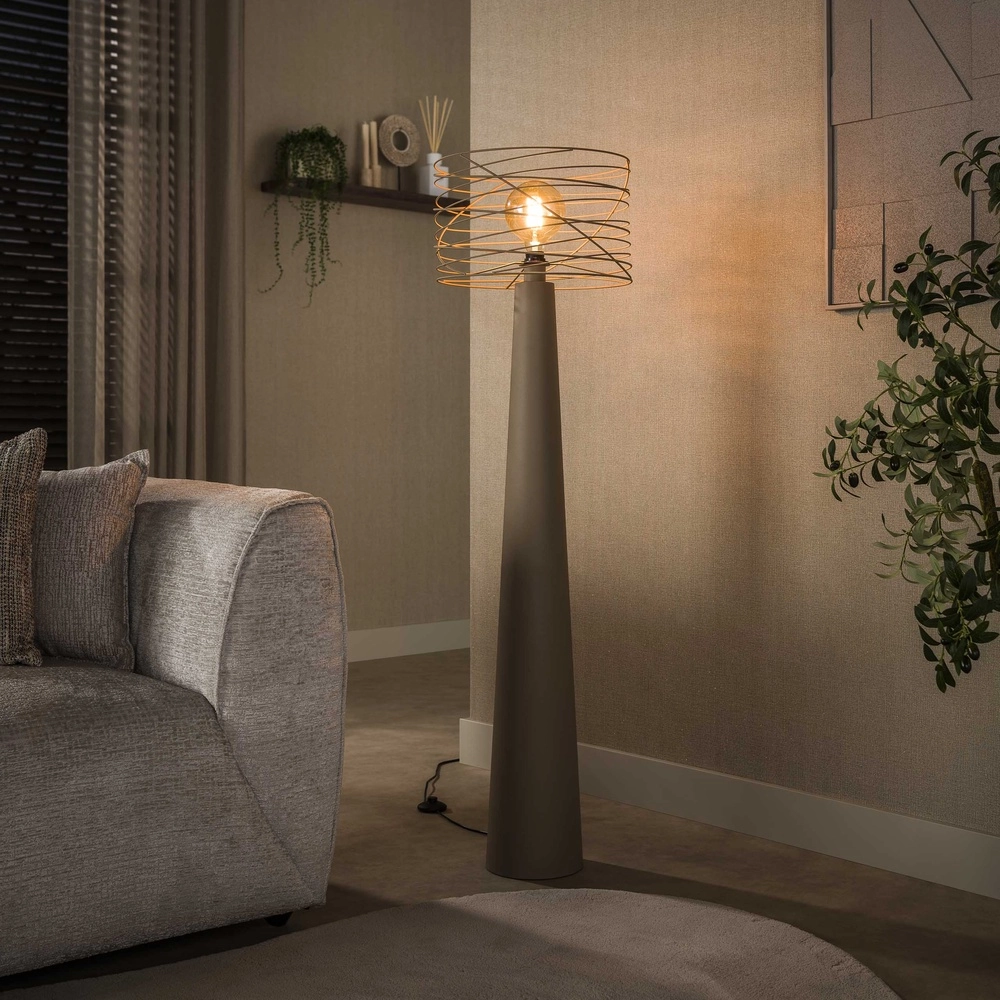 Sand-Bodenlampe Curl mit Drahtkappe
