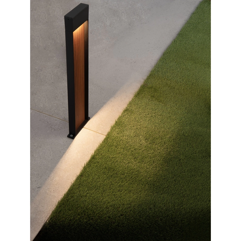 Design-Gartenlampe Noray Schwarz mit Holz 78cm - 2700K